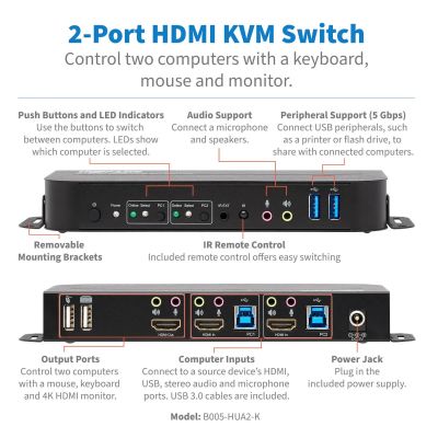 Vente EATON TRIPPLITE 2-Port HDMI/USB KVM Switch 4K 60Hz Tripp Lite au meilleur prix - visuel 2