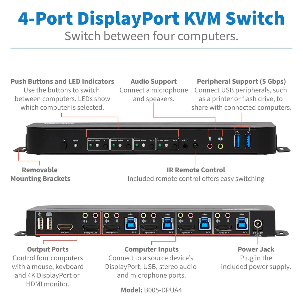 Vente EATON TRIPPLITE 4-Port DisplayPort/USB KVM Switch 4K Tripp Lite au meilleur prix - visuel 2