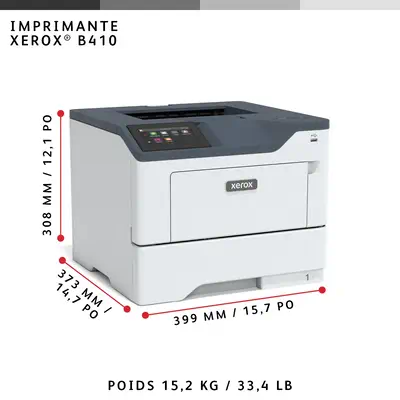 Imprimante recto verso A4 47 ppm Xerox B410, PS3 PCL5e/6, 2 magasins, total 650 feuilles - Imprimante Laser - visuel 7