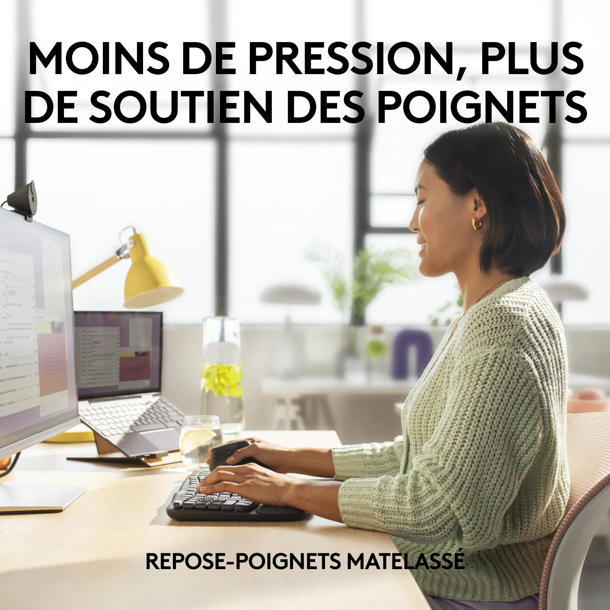 Wave Keys clavier ergonomique sans fil avec repose-poignets rembourré - Logitech - Clavier - visuel 4