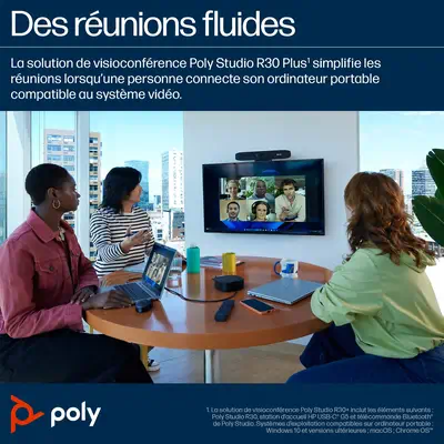 Barre de visioconférence USB Poly Studio R30 Poly - visuel 1 - hello RSE - Réunissez tout le monde