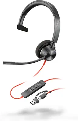Micro-casque Poly Blackwire 3310 certifié Microsoft Teams avec Poly - visuel 1 - hello RSE - Élégance et confort