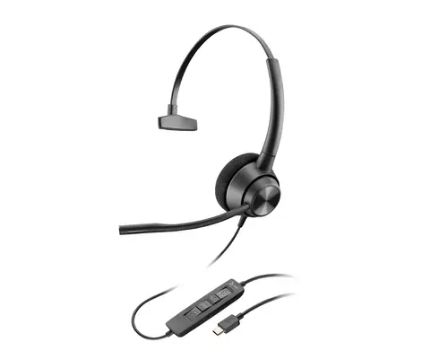Micro-casque Poly EncorePro 310 monaural USB-C TAA Poly - visuel 1 - hello RSE - Perche de microphone flexible