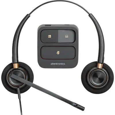 Micro-casque binaural Poly EncorePro 520 + fonction Quick Poly - visuel 1 - hello RSE - Boutons intégrés de mise en attente et de prise d'appel