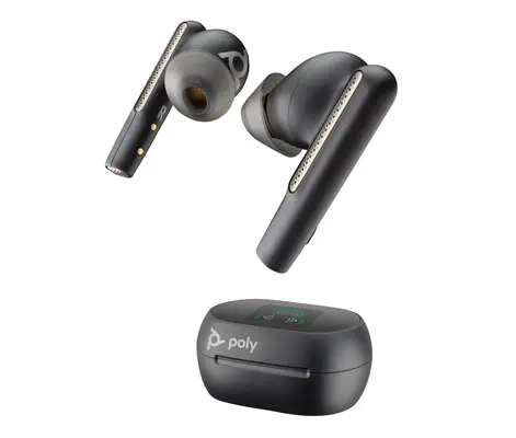 Écouteurs noir charbon Poly Voyager Free 60+ UC + adaptateur USB-C BT700 + étui de charge avec écran - Casque Micro - visuel 6