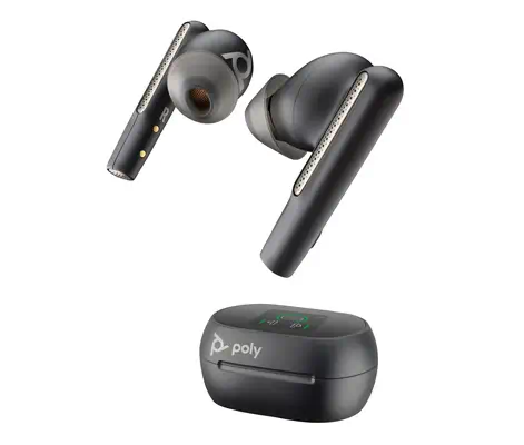 Écouteurs noir charbon Poly Voyager Free 60+ UC + adaptateur USB-C BT700 + étui de charge avec écran - Casque Micro - visuel 4