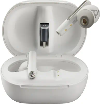 Écouteurs sable blanc Poly Voyager Free 60+ UC Poly - visuel 1 - hello RSE - Réduction du bruit avancée