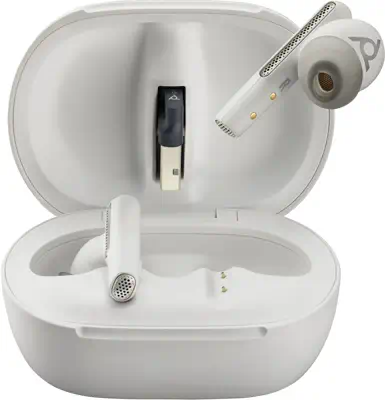 Écouteurs sable blanc Poly Voyager Free 60 + Poly - visuel 1 - hello RSE - Un son d'une clarté exceptionnelle
