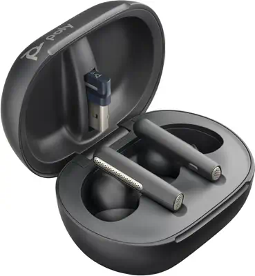 Écouteurs noir charbon Poly Voyager Free 60+ UC Poly - visuel 1 - hello RSE - Connectivité simplifiée aux appareils Bluetooth