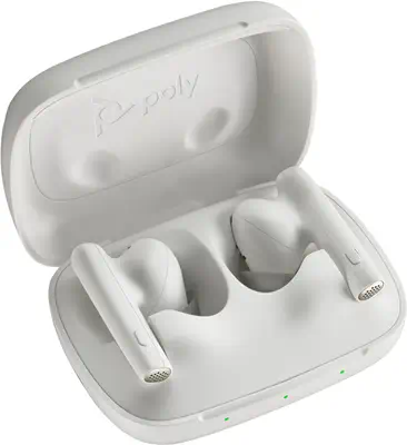 Écouteurs sable blanc Poly Voyager Free 60 UC + adaptateur USB-C BT700 + étui de charge de base - Casque Micro - visuel 1