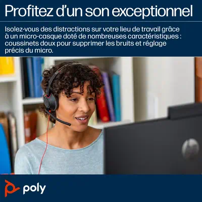 Micro-casque Poly Blackwire C5210 USB-C + câble commandes Poly - visuel 1 - hello RSE - Confort et durabilité