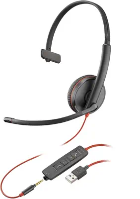 Micro-casque Poly Blackwire 3215 monaural USB-A Poly - visuel 1 - hello RSE - Une qualité d'appel améliorée