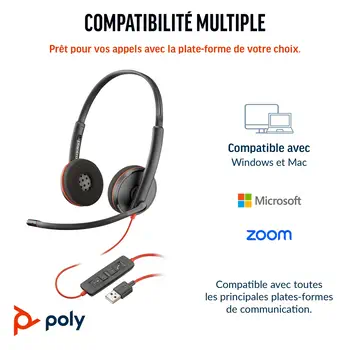 Micro-casque stéréo Poly Blackwire C3220 USB-C meilleur prix