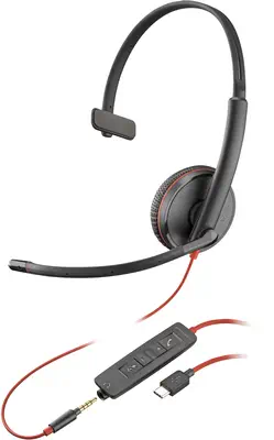 Micro-casque monaural Poly Blackwire C3215 + étui de transport (lot) - HP - Casque Micro - visuel 1