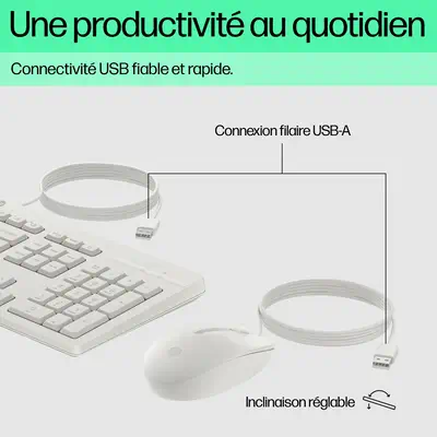 Ensemble combiné clavier et souris filaires HP 225 - Pack Clavier, souris - visuel 1