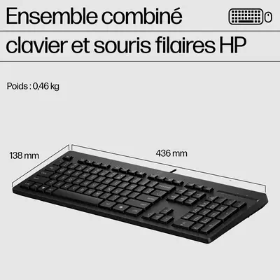 Ensemble combiné clavier et souris filaires HP 225 - Pack Clavier, souris - visuel 8