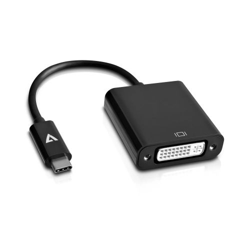 Revendeur officiel Câble USB V7 USB-C mâle vers DVI-D femelle Adaptateur Noir