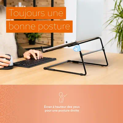 Support pour ordinateur portable R-Go Steel Office, adapté pour 10-22 pouces, noir - R-Go Tools - Autre Accessoire pour portable - visuel 6