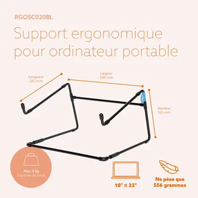 Support pour ordinateur portable R-Go Steel Office, adapté pour 10-22 pouces, noir - R-Go Tools - Autre Accessoire pour portable - visuel 10