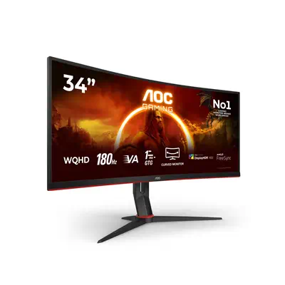 AOC G2 CU34G2XP écran plat de PC 86,4 cm (34") 3440 x 1440 pixels UltraWide Quad HD LED Noir, Rouge - Ecran Ordinateur - visuel 2