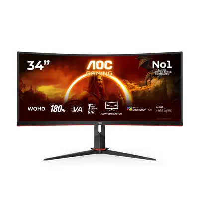 AOC G2 CU34G2XP écran plat de PC 86,4 cm (34") 3440 x 1440 pixels UltraWide Quad HD LED Noir, Rouge - Ecran Ordinateur - visuel 10
