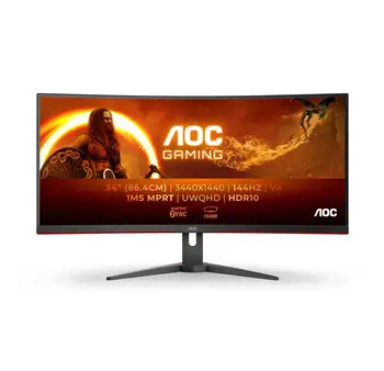 AOC G2 CU34G2XE/BK LED display 86,4 cm (34") 3440 x 1440 pixels Wide Quad HD LCD Noir, Rouge revendeur officiel