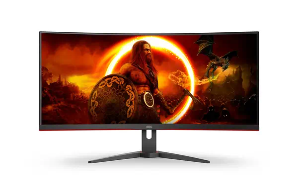 AOC G2 CU34G2XE/BK LED display 86,4 cm (34") 3440 x 1440 pixels Wide Quad HD LCD Noir, Rouge - Ecran Ordinateur - visuel 1