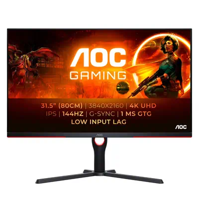 AOC G3 U32G3X/BK LED display 80 cm (31.5") 3840 x 2160 pixels 4K Ultra HD Noir, Rouge - Ecran Ordinateur - visuel 1