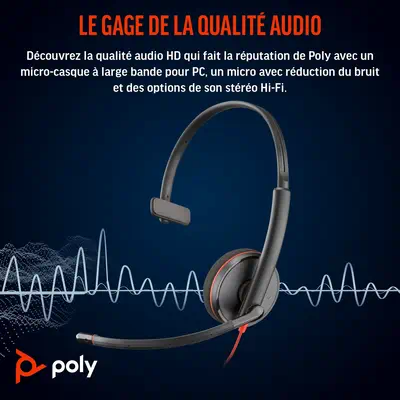 Micro-casque Poly Blackwire 3210 monaural USB-C + adaptateur Poly - visuel 1 - hello RSE - Style de port