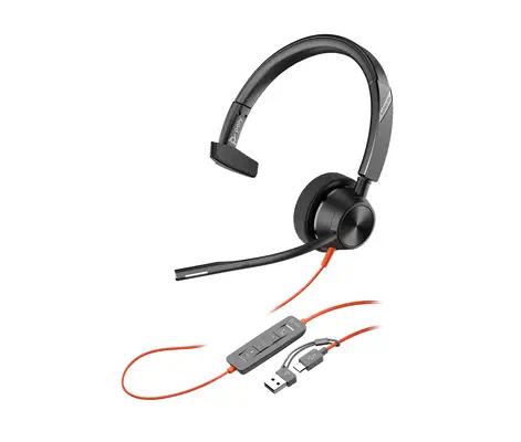 Micro-casque Poly Blackwire 3310 monaural USB-C + adaptateur USB-C/A - HP - Casque Micro - visuel 10
