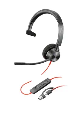 Micro-casque Poly Blackwire 3310 monaural USB-C + adaptateur USB-C/A - Casque Micro - visuel 8