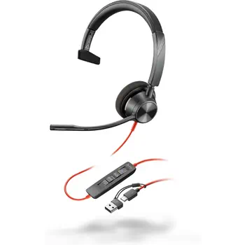 Micro-casque Poly Blackwire 3310 monaural USB-C certifié Microsoft Teams + adaptateur USB-C/A offre