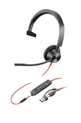 Micro-casque Poly Blackwire 3315 monaural USB-C certifié Microsoft Poly - visuel 1 - hello RSE - Microsoft Teams