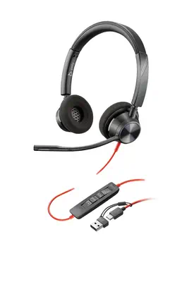 Micro-casque Poly Blackwire 3320 stéréo USB-C + adaptateur USB-C/A - Casque Micro - visuel 7
