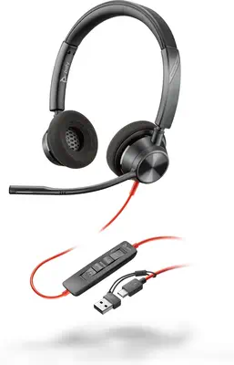 Micro-casque Poly Blackwire 3320 stéréo USB-C certifié Microsoft Poly - visuel 1 - hello RSE - Perche de microphone flexible