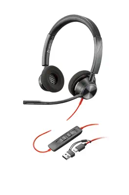 Micro-casque Poly Blackwire 3320 stéréo USB-C certifié Microsoft Teams + adaptateur USB-C/A - Casque Micro - visuel 4