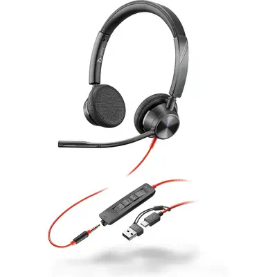 Micro-casque Poly Blackwire 3325 stéréo USB-C + connexion 3,5 mm + adaptateur USB-C/A - Casque Micro - visuel 6
