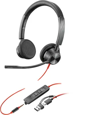 Micro-casque Poly Blackwire 3325 stéréo USB-C + connexion 3,5 mm + adaptateur USB-C/A - Casque Micro - visuel 10