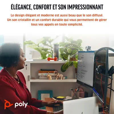 Micro-casque Poly Blackwire 3325 stéréo USB-C + connexion 3,5 mm + adaptateur USB-C/A - Casque Micro - visuel 8