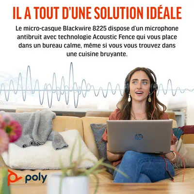Micro-casque Poly Blackwire 8225 stéréo USB-C + adaptateur USB-C/A - Casque Micro - visuel 10
