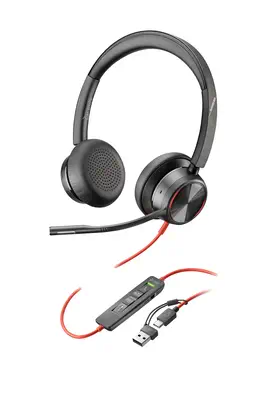 Micro-casque Poly Blackwire 8225 stéréo USB-C + adaptateur Poly - visuel 1 - hello RSE - Technologie Acoustic Fence