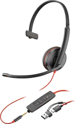 Micro-casque Poly Blackwire 3215 monaural USB-C + connexion Poly - visuel 1 - hello RSE - Une qualité d'appel améliorée