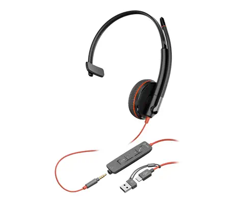 Micro-casque Poly Blackwire 3215 monaural USB-C + connexion 3,5 mm + adaptateur USB-C/A - HP - Casque Micro - visuel 4