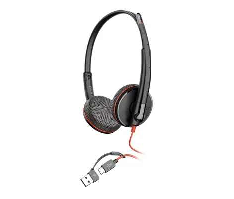 Micro-casque Poly Blackwire 3225 stéréo USB-C + connexion 3,5 mm + adaptateur USB-C/A - HP - Casque Micro - visuel 2