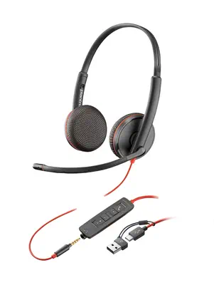 Micro-casque Poly Blackwire 3225 stéréo USB-C + connexion Poly - visuel 1 - hello RSE - Confort durable et portabilité