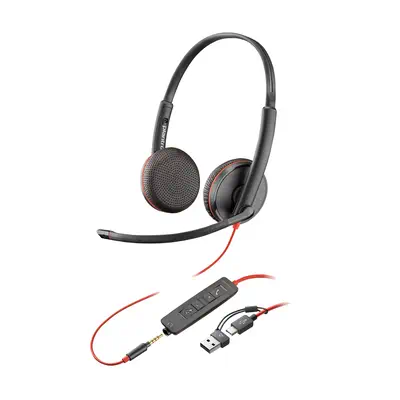 Micro-casque Poly Blackwire 3225 stéréo USB-C + connexion Poly - visuel 1 - hello RSE - Qualité d'appel améliorée