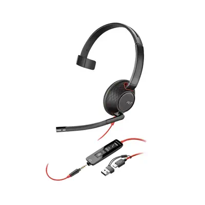 Micro-casque monaural USB-C Poly Blackwire 5210 + prise 3,5 mm + adaptateur USB-C/A - Casque Micro - visuel 4
