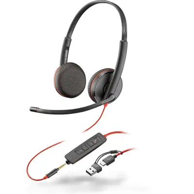Micro-casque stéréo USB-C Poly Blackwire 3225 + prise 3,5 mm + adaptateur USB-C/A (lot) - Casque Micro - visuel 3