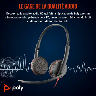Micro-casque stéréo USB-C Poly Blackwire 3225 + prise 3,5 mm + adaptateur USB-C/A (lot) - Casque Micro - visuel 5