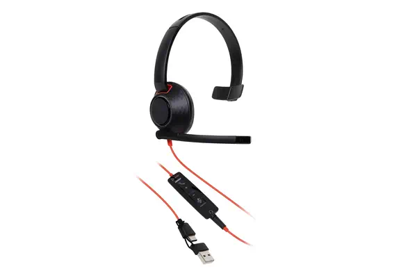 Micro-casque monaural USB-C Poly Blackwire 5210 + prise 3,5 mm + adaptateur USB-C/A (lot) - HP - Casque Micro - visuel 2